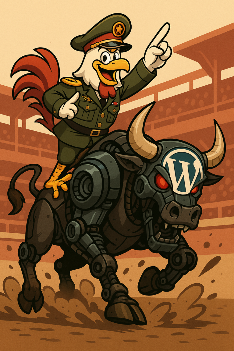 General Chicken Rides WordPress to Destiny